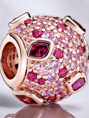 NEW Authentic PANDORA Rose Gold Pink KISS PAVE Charm #788702C01